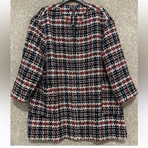 Lord &Taylor Relaxed Fit Tweed Woven Open Front Jacket Blazer